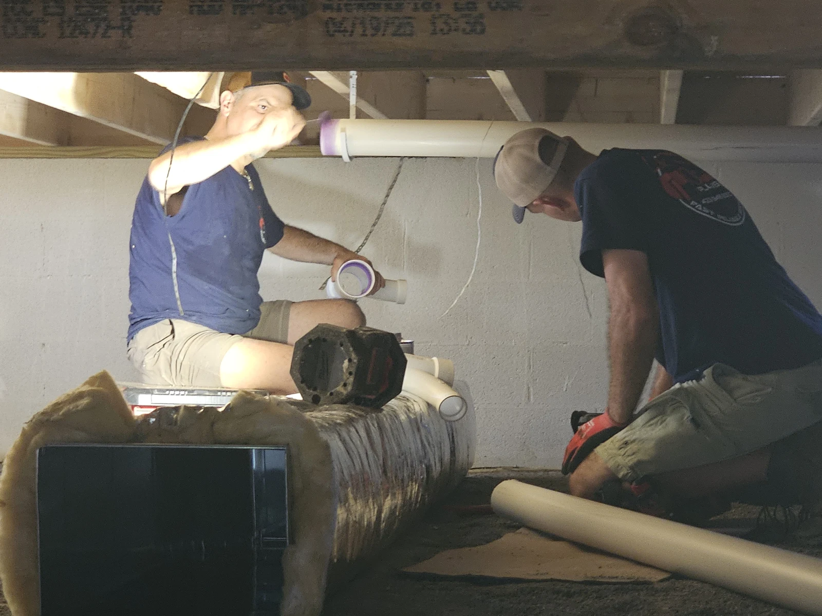 Preparing fittings for under-floor drain installation