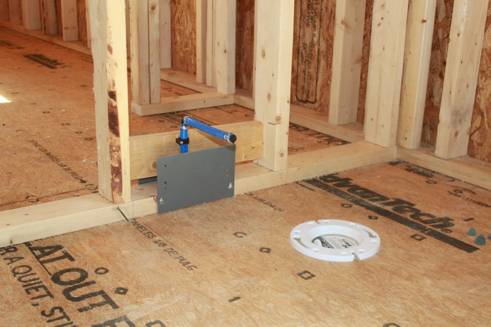 Toilet flange and water-supply rough-in