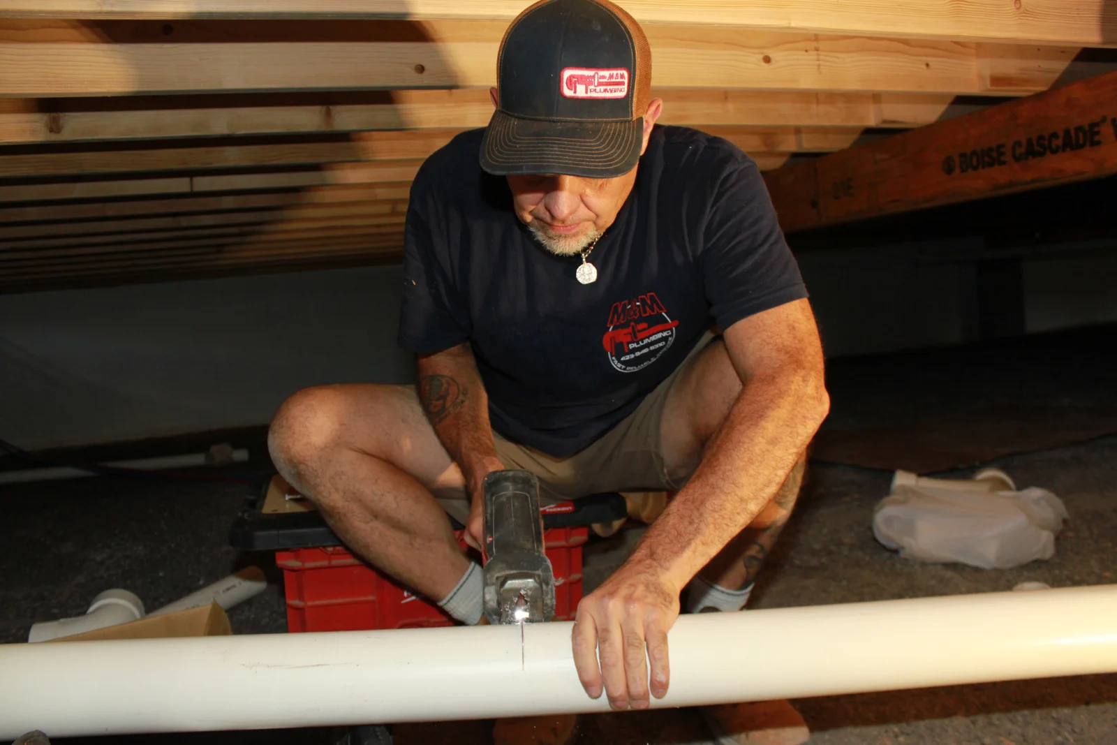 Hands-on pipe installation work